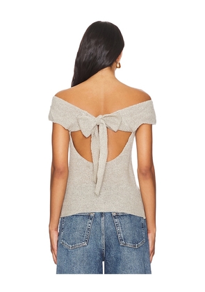 MORE TO COME Malia Open Back Knit Top in Beige. Size L. Also in M, XS.