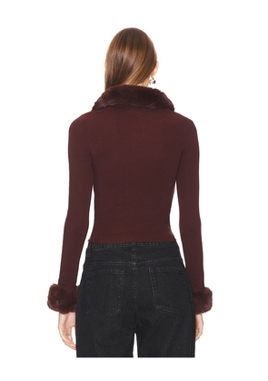 MORE TO COME Natalie Knit Zip Cardigan in Chocolate. Size M. Also in XS, S.