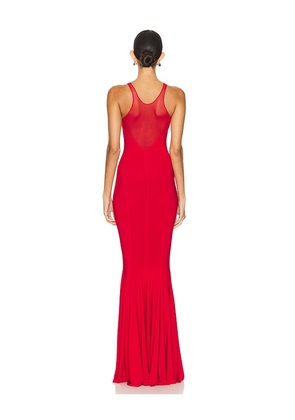 Norma Kamali Racer Fishtail Gown in Red. Size XL. Also in XXS, S.