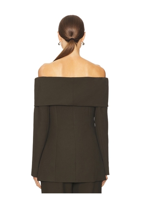 Line & Dot Marilla Off Shoulder Top in Olive. Size M. Also in S, XS.