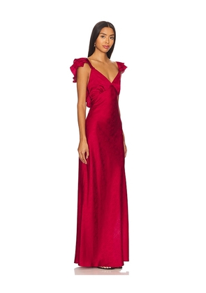 MORE TO COME Becky Ruffle Maxi Dress in Wine. Size M. Also in XXS, XS.