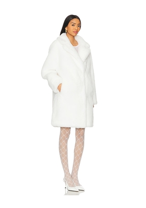 MORE TO COME Elaine Faux Fur Coat in White. Size L. Also in XS, S, M.