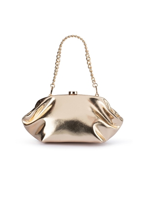 olga berg Tally Metallic Clutch in Metallic Gold.