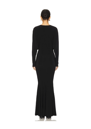 Norma Kamali Dolman V Neck Fishtail Gown in Black. Size M. Also in L, S, XL, XS, XXS.