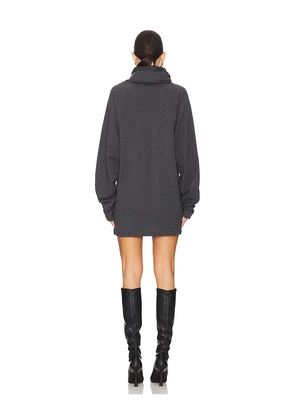 Norma Kamali Oversized Raglan Sleeve Turtleneck Mini Dress in Grey. Size M. Also in XXS, XS, S, L.