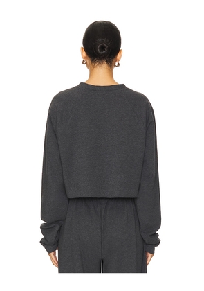 Norma Kamali Oversized Raglan Sleeve Cropped Top in Grey. Size M. Also in S, L, XL.