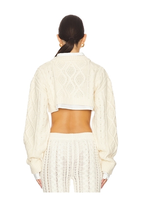 LIONESS Sonny Knit Top in Cream. Size M. Also in XXS, XS, S, L, XL, XXL.
