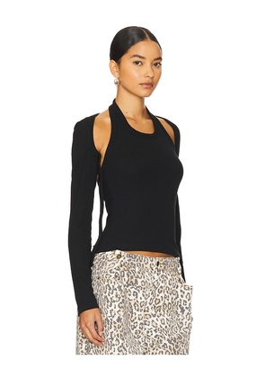 LIONESS Sculpted Long Sleeve Tank in Black. Size M. Also in XXS, XS, S.