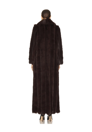 LOBA Luciana Faux Fur Maxi Coat in Chocolate. Size S. Also in XS.