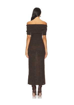 MAJORELLE Avalee Maxi Dress in Chocolate. Size S. Also in XS, M, XL.