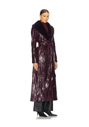 Kim Shui Bordeaux Faux Fur Collar Coat in Wine. Size S. Also in XS, M.