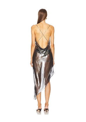 NBD The Harley Midi Dress in Metallic Silver. Size S. Also in XXS, M, L.