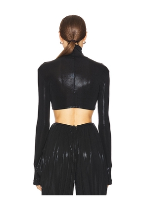 Norma Kamali Cropped Slim Fit Long Sleeve Turtleneck Top in Black. Size L. Also in XL.