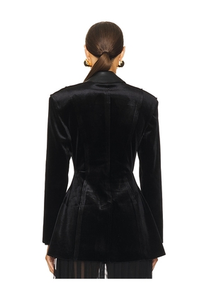 Norma Kamali Single Breasted Boy Fit Riding Jacket in Black. Size S. Also in XS, XXS.