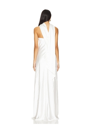 MISHA Lilia Sash Neck Maxi Dress in Ivory. Size M. Also in XS, S, L.