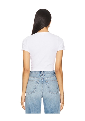 LESET Kelly Crop Slim Fit Tee in White. Size M. Also in L, S, XL, XS.