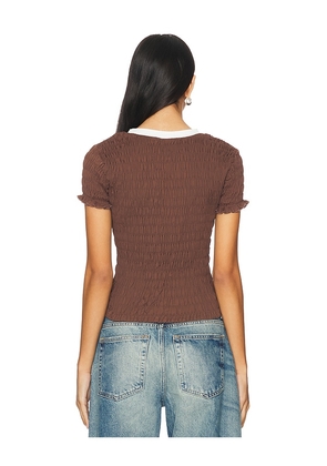 LIONESS Scrunched Spectate Top in Brown. Size S. Also in XS, M.