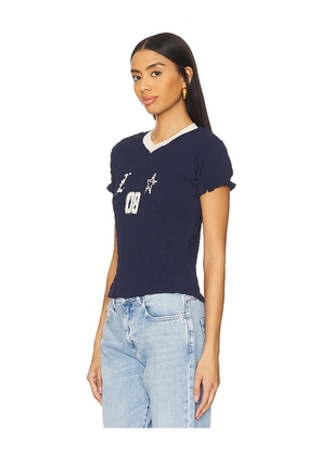 LIONESS Scrunched Spectate Top in Navy. Size S. Also in M.