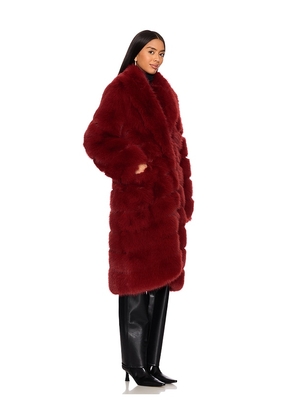 OW Collection Copenhagen Faux Fur Coat in Red. Size M. Also in S.