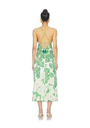 Poupette St Barth Denise Long Dress in Green,Cream. Size L. Also in M.
