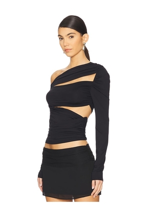 LIONESS Untamed Long Sleeve Top in Black. Size S. Also in XXS, XS.