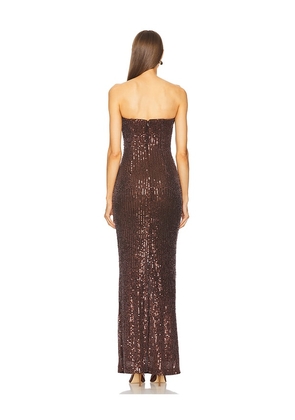 Michael Costello x REVOLVE Saskia Gown in Chocolate. Size M. Also in XS, S.