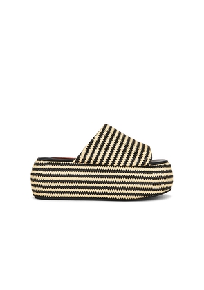 SIMONMILLER Stripe Raffia Cloudy Platform Sandal in Black,Neutral. Size 36. Also in 37, 38, 39, 40.