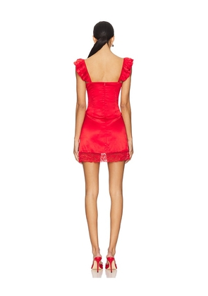 MORE TO COME Kira Lace Mini Dress in Red. Size M. Also in XS, XXS, S, L, XL.