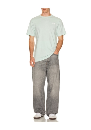 The North Face Evolution Box NSE Regular Short Sleeve Tee in Mint. Size L. Also in S, M, XL/1X, XXL/2X.