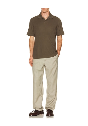 Theory Soft Waffle Short Sleeve Polo in Olive. Size L. Also in M, S, XL/1X.
