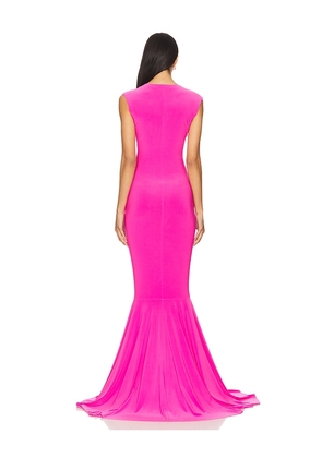 Norma Kamali x REVOLVE Sleeveless Deep V Neck Shirred Front Fishtail Gown in Pink. Size L. Also in XS, S, M.