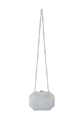 olga berg Matty Crystal Clutch in Metallic Silver.