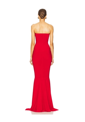 Norma Kamali x REVOLVE Strapless Shirred Front Fishtail Gown in Red. Size M. Also in XXS, XS, S, L, XL.