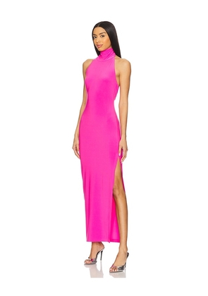 Norma Kamali x REVOLVE Halter Turtleneck Side Slit Gown in Pink. Size M. Also in S, XL.