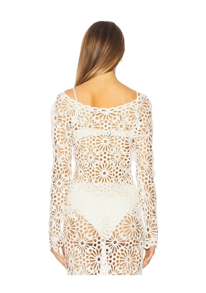 Norma Kamali Off Shoulder Raglan Top in Cream. Size M. Also in XS, L.