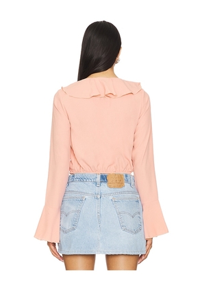 MORE TO COME Denise Ruffle Tie Top in Pink. Size XS. Also in S.