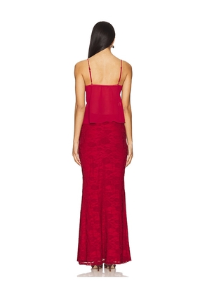 MORE TO COME Ceci Maxi Skirt Set in Burgundy. Size M. Also in S, L.