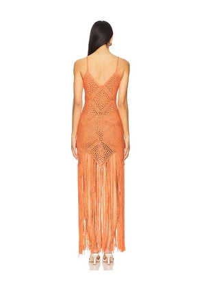 Line & Dot Wandering Crochet Dress in Coral. Size S. Also in XS, M, L.