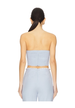 La Porte Birkin Pearl Corset Top in Baby Blue. Size M. Also in L.