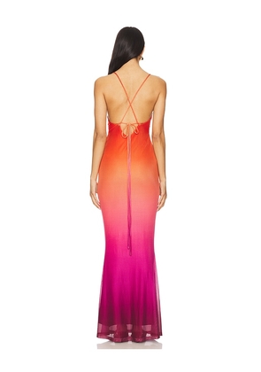 MINKPINK Cosima Ombre Mesh Maxi Dress in Orange. Size XL. Also in XS.