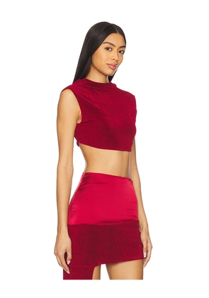 Khanums Backless Cropped Tee in Burgundy. Size XL/1X. Also in M.