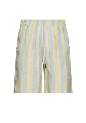 OAS Mist Strata Nicola Linen Shorts in Blue,Yellow. Size M. Also in S, L.