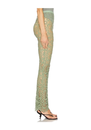 Norma Kamali Boot Pant Without Waistband in Green. Size S. Also in XS, M.