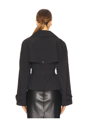 LAMARQUE Quinn Cropped Trenchcoat in Black. Size M. Also in S, L, XL.
