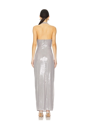 MISHA Alusia Sequin Gown in Grey. Size M. Also in S, XS, L, XL.