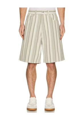 Obey Baja Stripe Baggy Denim Shorts in Beige. Size 34. Also in 36.