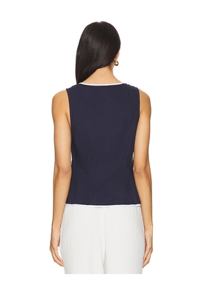 onia Air Linen Tie Front Top in Navy. Size S. Also in XS, M.