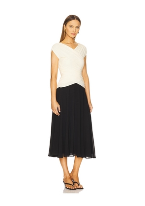 L'Academie Mikah Midi Dress in Black,Cream. Size M. Also in XS, S, L, XL.