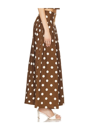 MAJORELLE Dot Maxi Skirt in Brown. Size M. Also in S, XS, XXS.