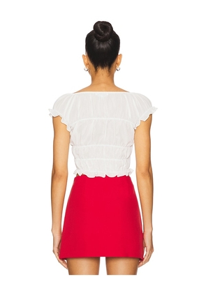 MORE TO COME Maria Ruched Top in White. Size M. Also in L.